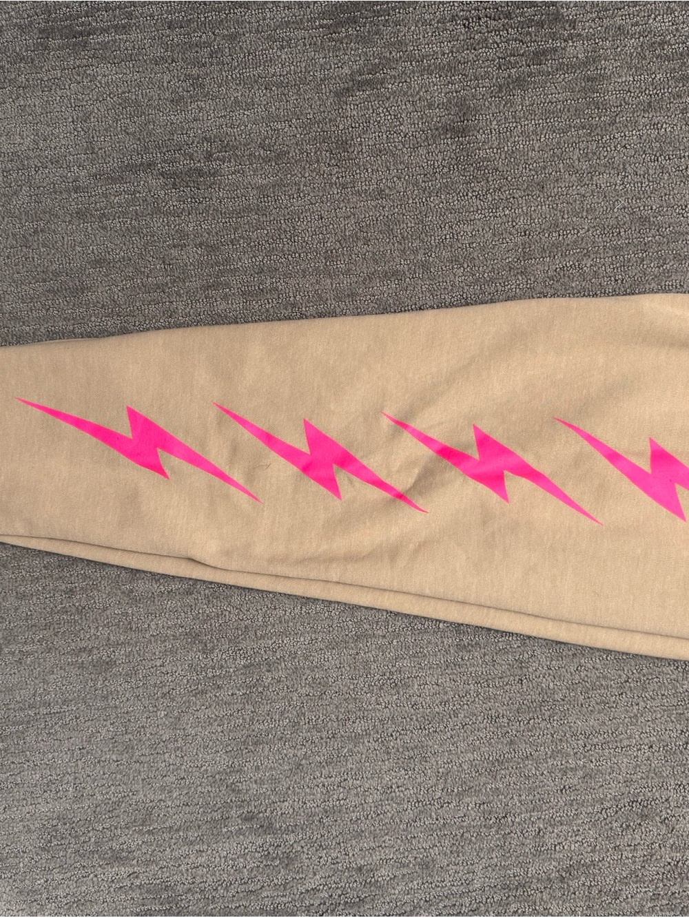 Aviator Nation Beige Joggers with Pink Lightning Bolt - Picture 5 of 8